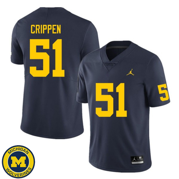 Men's Michigan Wolverines #51 Greg Crippen Navy Fashion Player Jersey